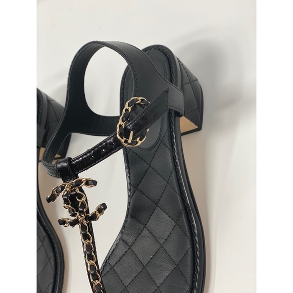 ❗️SOLD❗️Chanel quilted leather  black cc logo sand - Picture 6 of 16